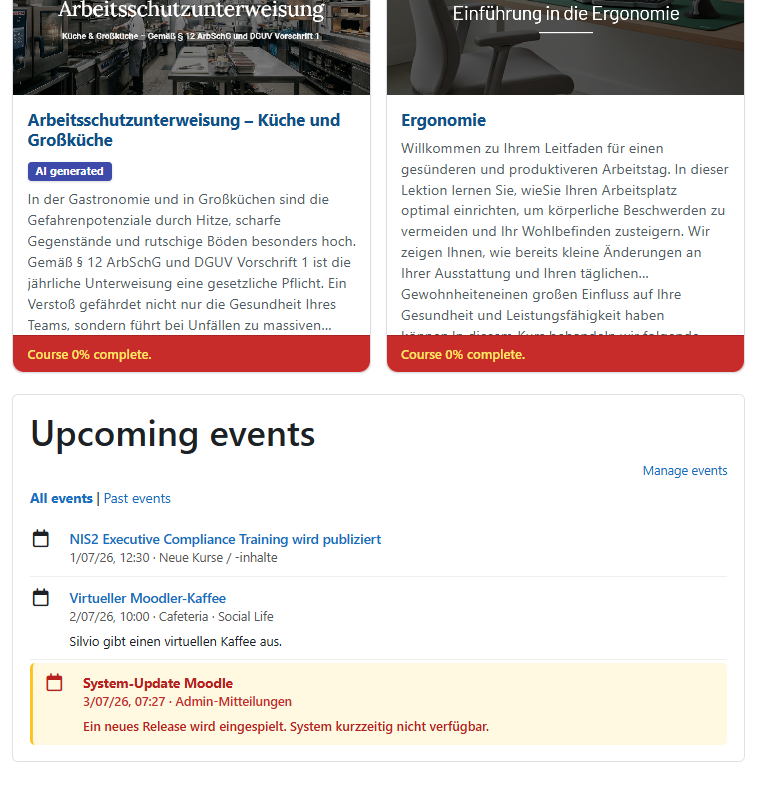 upcoming events at my Courses